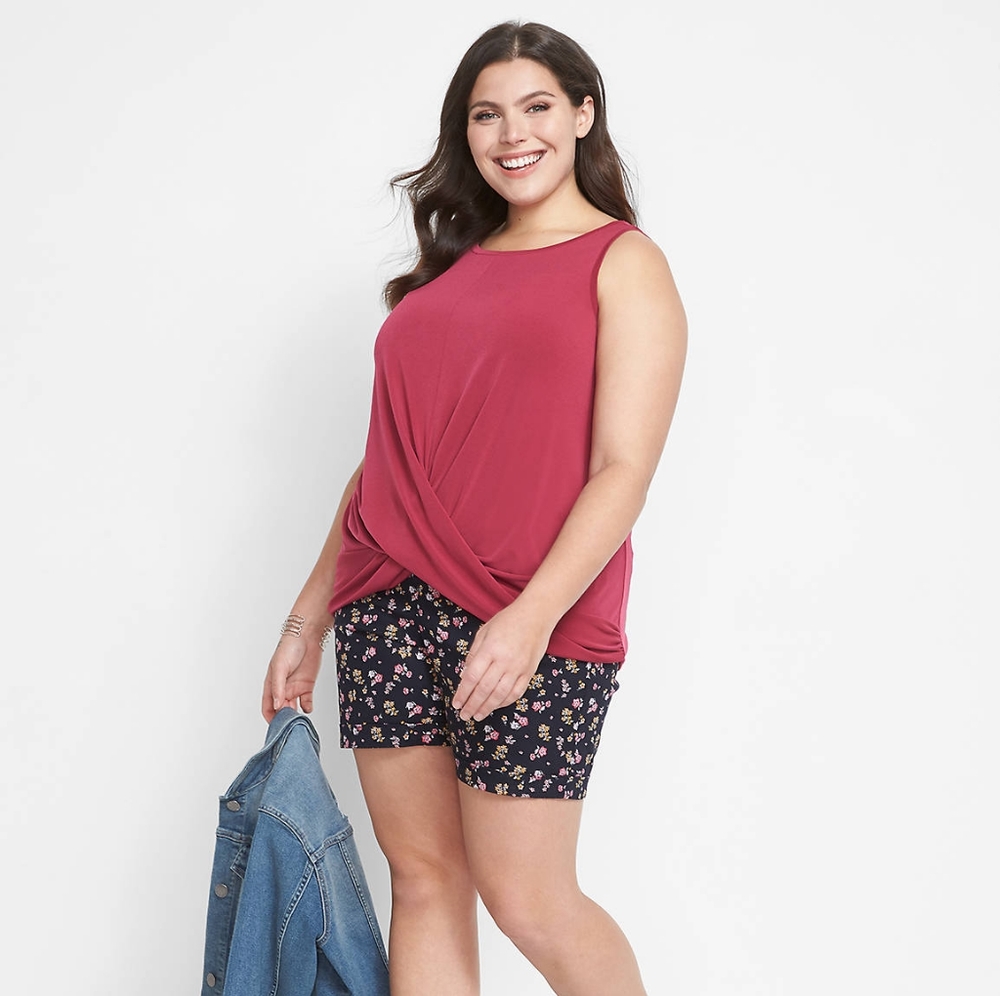 Lane Bryant Womens Plus Size Pink Sleeveless Twist Tank Top Size 22 24